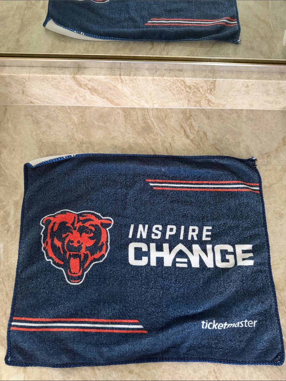 Inspire Change Navy Blue Bath Towel with Red Bear Motif